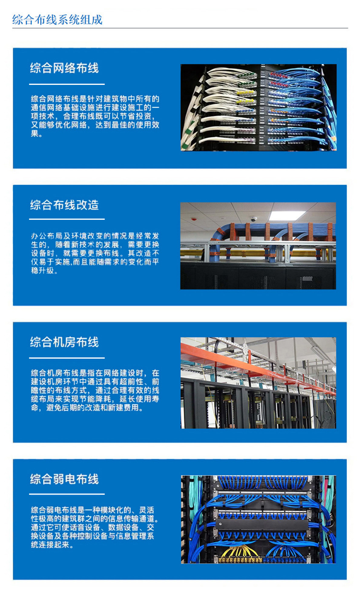 3科技園,工業園,商業園,產業園,農業園,物流園等園區綜合布線，囊括園區網絡布線，綜合布線改造，機房布線,弱電布線等，布線是整個系統的基礎和關鍵環節，其質量直接影響系統的穩定性、可靠性和可擴展性。